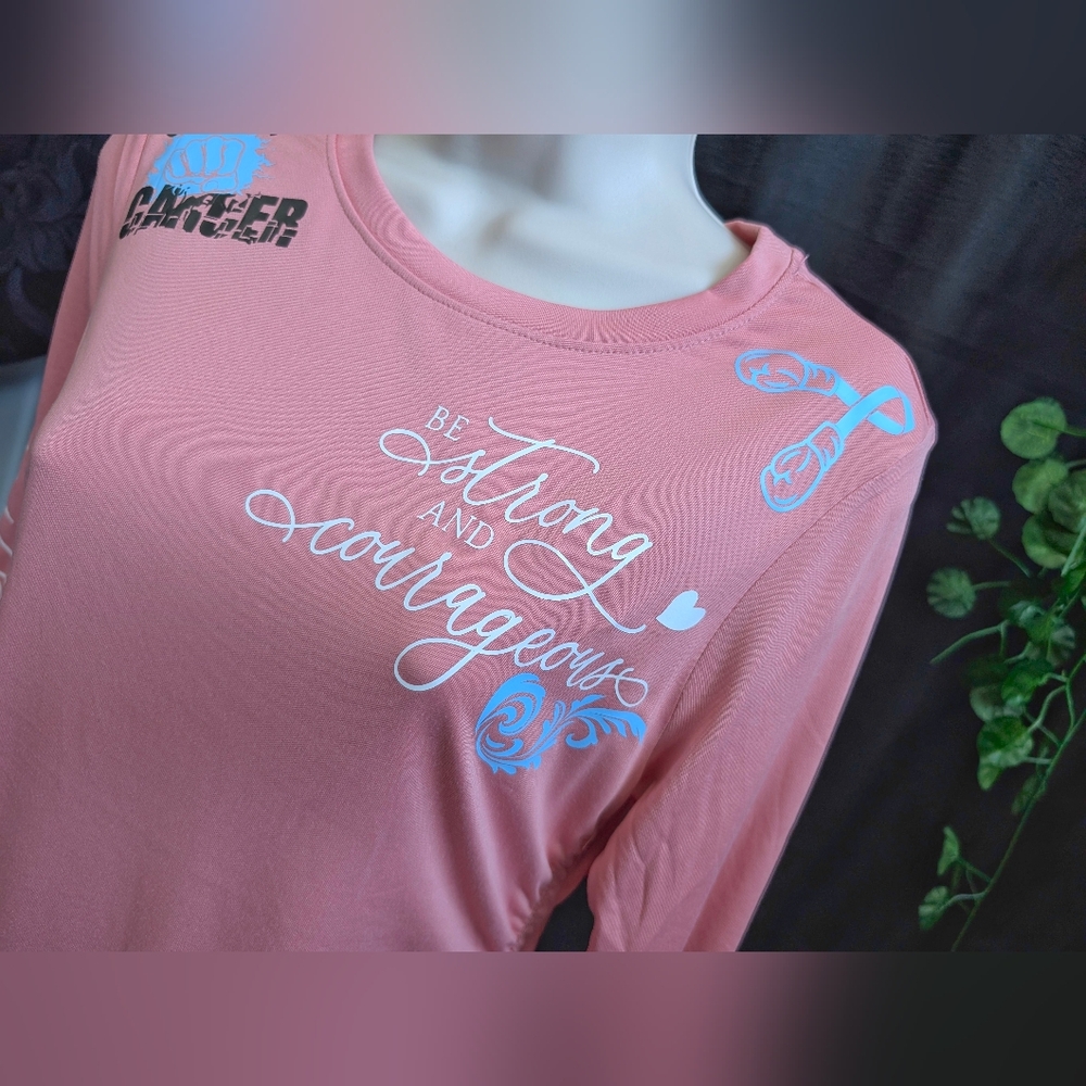 Pink Coral Cancer Strong Silky Long Sleeve Top SM